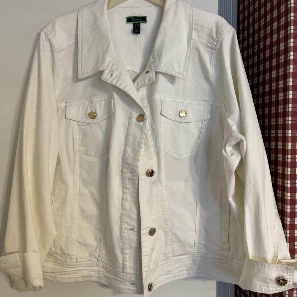 C. Wonder White Jean Jacket with  Accent buttons. Oversized